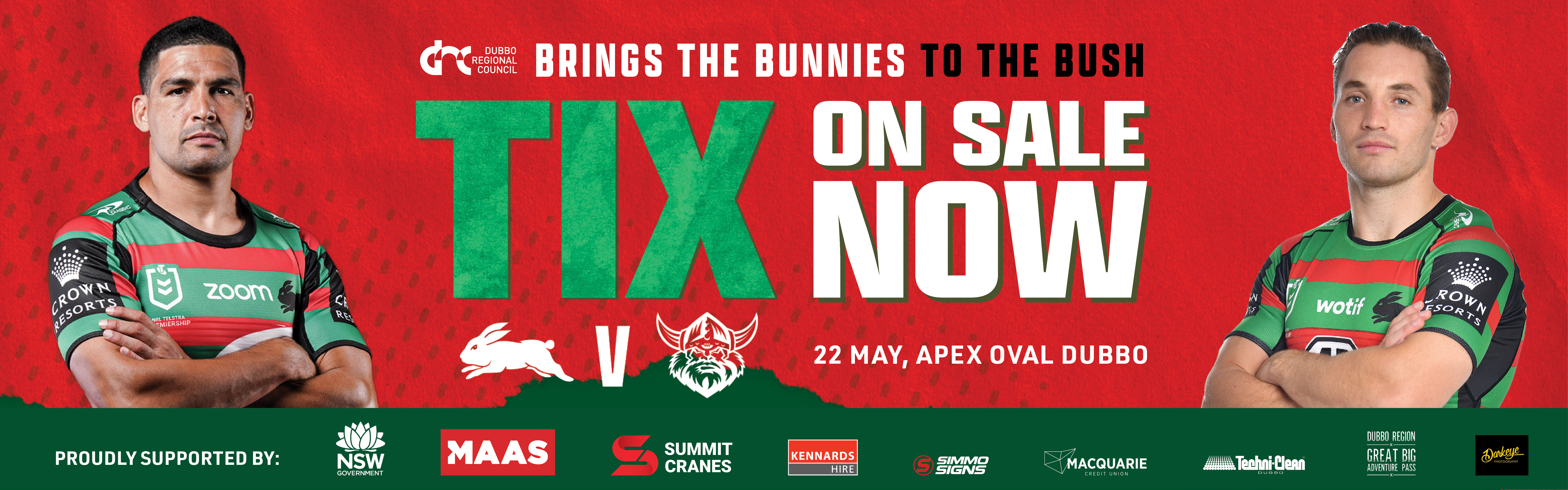 Tickets are on sale now for the South Sydney Rabbitohs V Canberra Raiders match! Secure your seat, view valued sponsors, and read frequently asked questions via our dedicated webpage.